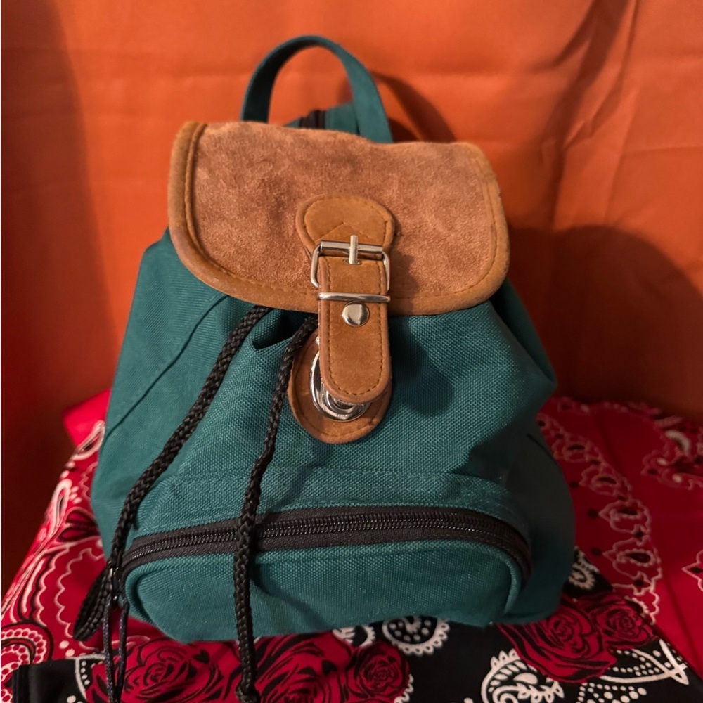 Stylish Teal and Tan Backpack